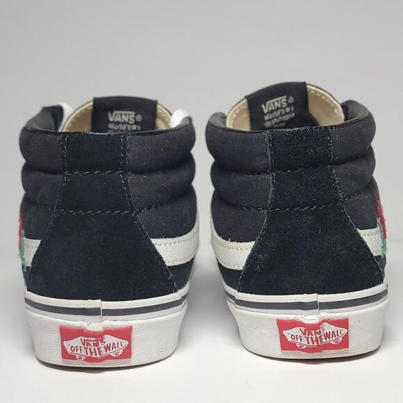 Vans Sk8-Hi Rose Embroidery Black/White Women's 7 Men's 5.5 - Picture 6 of 10